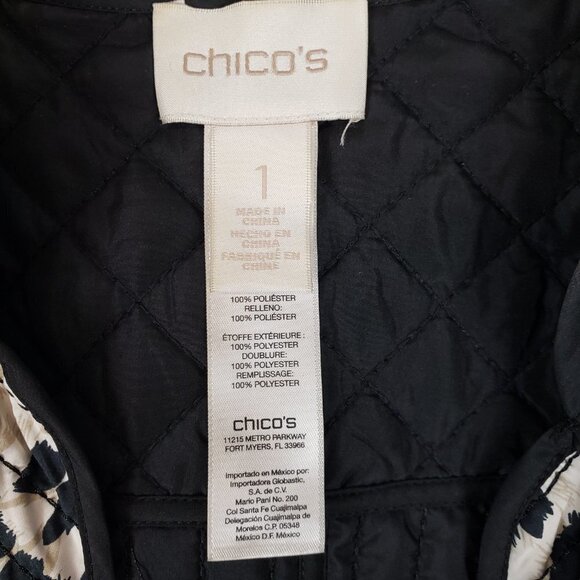 Chicos Reversible Vest Leopard Animal Print Black Quilted Longline Size 1 Medium - Picture 4 of 6